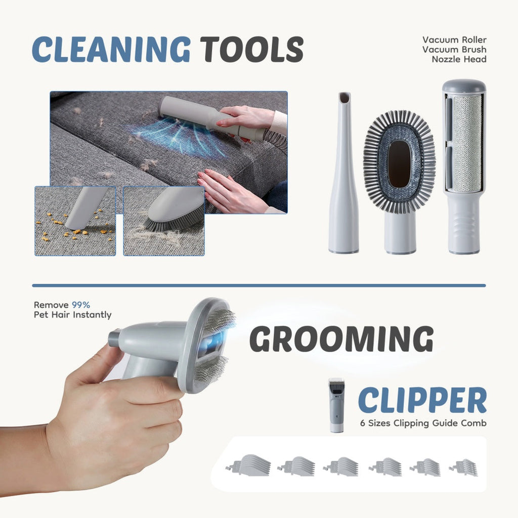 Professional Cordless Dog Grooming Kit – Low-Noise Clippers with Vacuum, 5 Tools & 2.5L Cup
