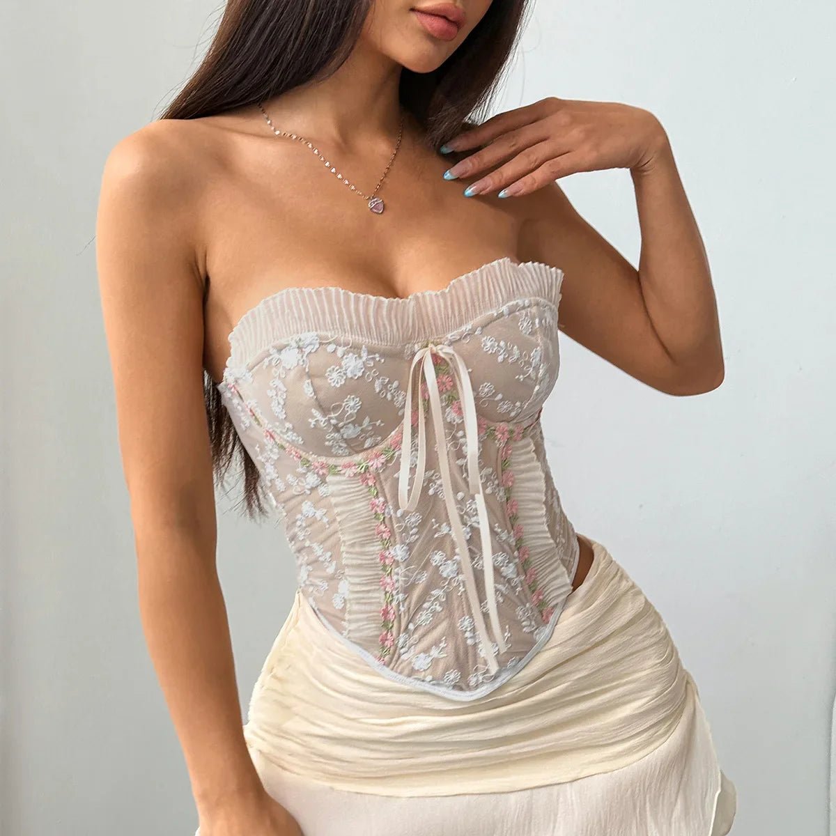 Adelina Satin Bustier Top
