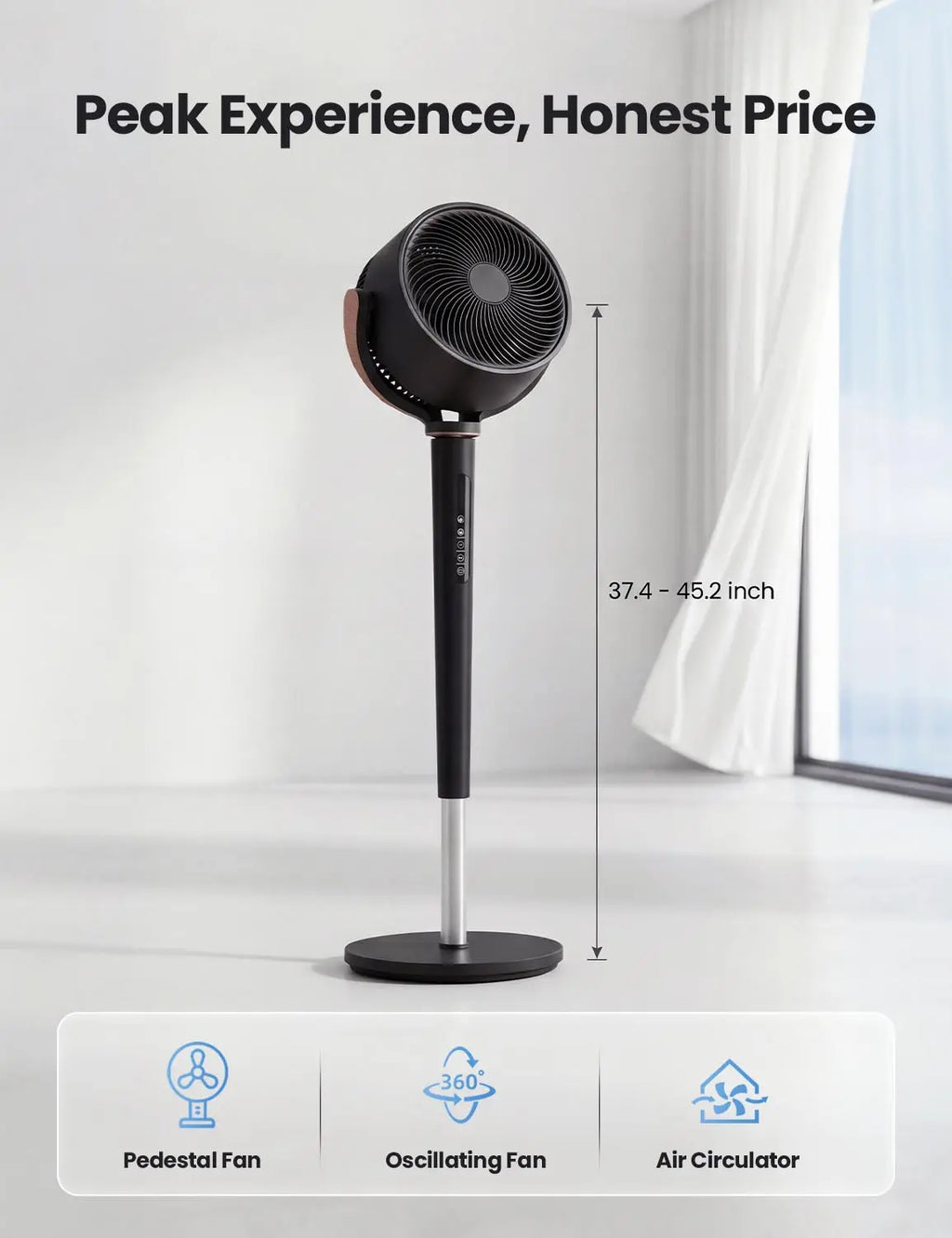 ⚡Fan for Bedroom, 120° Oscillating Standing Fan, DC Motor Quiet Floor Fan